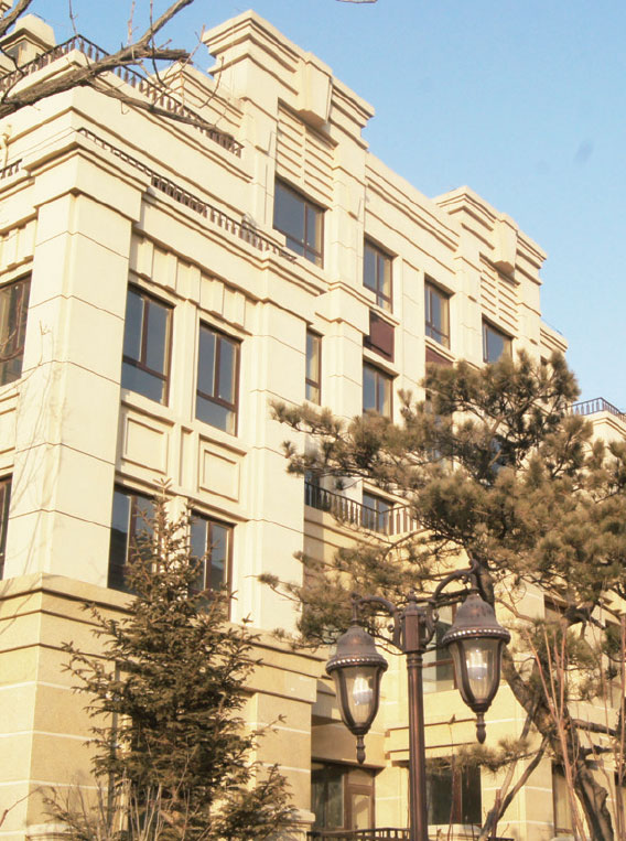 Натуральное каменное покрытие на фасаде здания